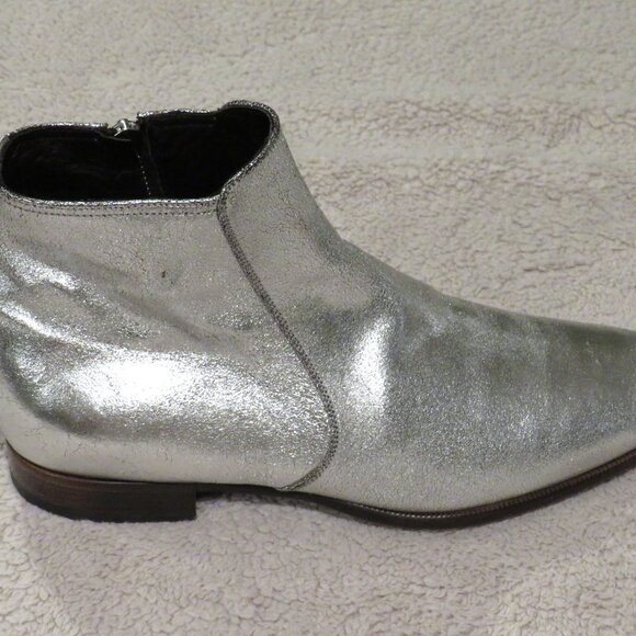 Tom Ford Edgar Silver Metallic Leather Side Zip Ankle Boots 9 T main image 14